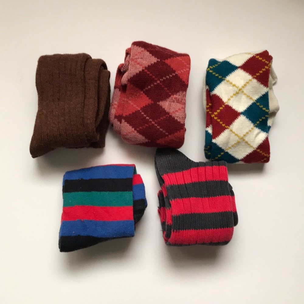 Argyle socks (2) & other socks (Five pairs in all)